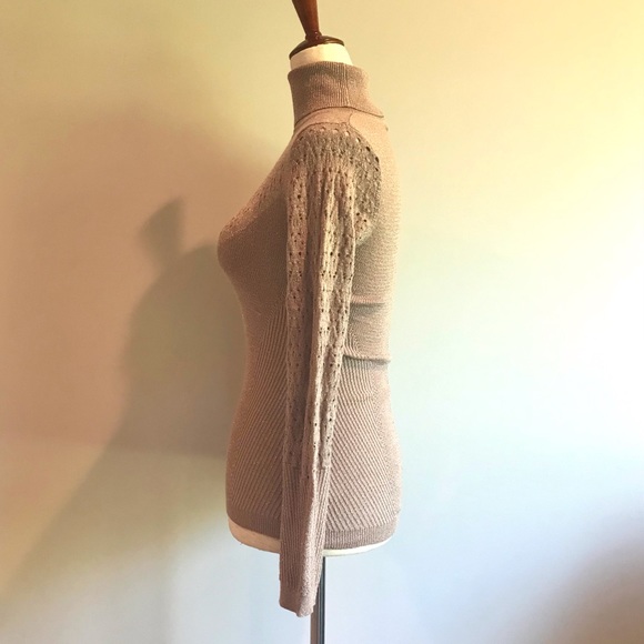 Sparkle Pointelle Bebe Turtleneck Sweater - XS - Picture 4 of 7